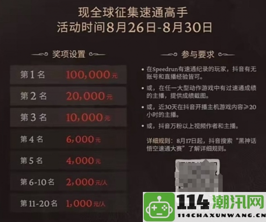 《黑神话悟空》速通赛高奖金达10万元，太高的门槛让普通玩家难以参与