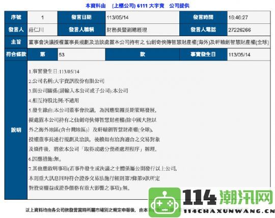 仙剑、轩辕剑IP将被大宇出售转型为恐怖游戏的新趋势引关注